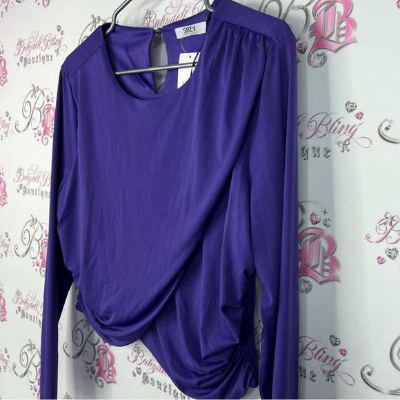 Suzy shier top brand new with tags royal Vibrant Purple Long Sleeve Blouse - Picture 3 of 8